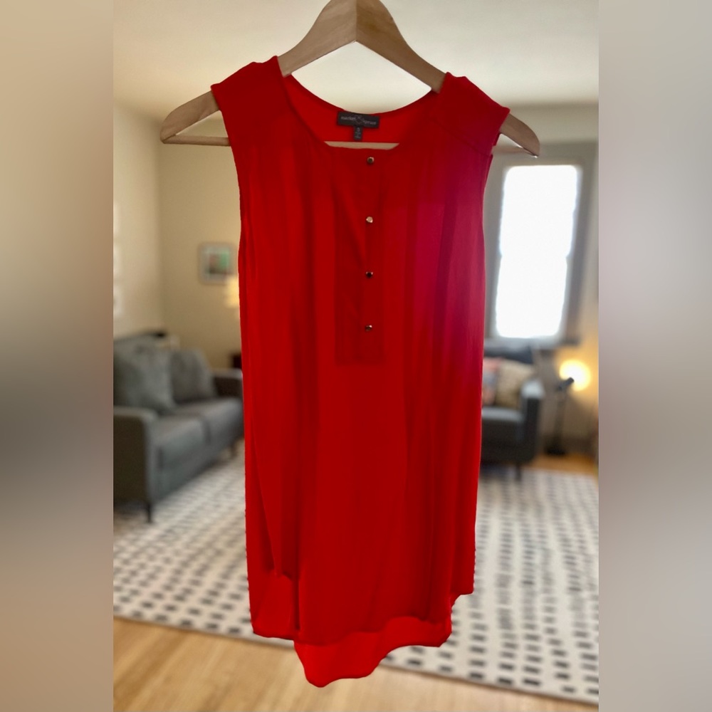 Bold Orange Market & Spruce Sleeveless Blouse